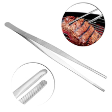 Toothed Tweezers Barbecue Stainless Steel Long Food Tongs Straight Home Medical Tweezer Garden Kitchen BBQ Tool 8 Sizes 2024 - buy cheap