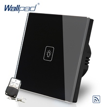 Interruptor remoto europeo de lujo, panel de pared de cristal negro, LED, 1 Banda, 110V-240V, Envío Gratis 2024 - compra barato