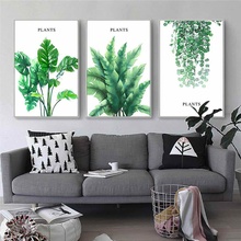 HAOCHU-Cuadro de plantas verdes y hojas de plátano frescas para sala de estar, póster impreso para decoración del hogar, cuadro de pared nórdico Simple, pintura en lienzo 2024 - compra barato