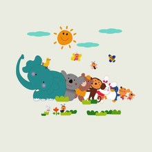 Animal Relay Cartoon Wall Stickers For Kids Room Living Room Creative Decoration Stickers Home Decor 2024 - buy cheap