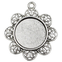 Fit 20mm Antique Silver Cameo/Glass/Cabochon Flower Frame bezel Settings DIY Making Accessory Pendant Tray blank 10pcs K04601 2024 - buy cheap