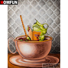 HOMFUN 5D DIY Diamond Painting Full Square/Round Drill "Frog coffee" 3D Embroidery Cross Stitch gift Home Decor A00631 2024 - buy cheap