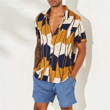New Men Summer Striped Shirts Casual Loose Print Hawaiian Shirts Men Male Short Sleeve Fashion Shirt Clothing Camisa Plus Size 2024 - buy cheap