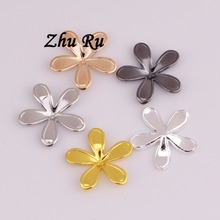 Zhu ru recetáculo de cinco pétalas de cobre para roupas, bolsa de roupas para sapatos de fantasia de 10.5*0.5mm diy, acessórios de fabricação de joias 2024 - compre barato