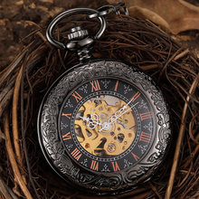 Hand Wind Mechanical Pocket Watch for Men With Roman Numberals Steampunk Skeleton Fob Chain Watches Pendant Relogio De Bolso 2024 - buy cheap