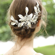 Jonnafe Generous Silver Color Leaf Women Barrette Rhinestone Bridal Headpiece Hand wired Wedding Hair Clip Accessories 2024 - buy cheap