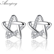 ANENJERY 925 Sterling Silver Hollow Zircon Star Stud Earrings For Women Oorbellen Brincos S-E534 2024 - buy cheap