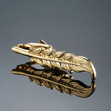A new high quality man tie clip with golden feather tie clips a French shirt and tie accessories free delivery 2024 - buy cheap