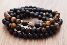 108 Mala Beads Bracelet Fashion Yellow Tiger Eye Bracelets Men's Black Bracelet Yoga Mala Prayer Beads Bracelets Buddha Jewelry 2024 - buy cheap