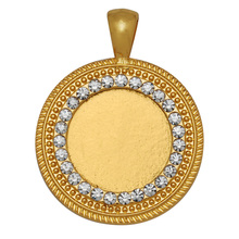 2015 New Product Metal Pendant Base Rhinestone Inset 18K Gold tone Pendant Tray Blank Cabochon Setting Fit 20mm 10pcs-10052004 2024 - buy cheap