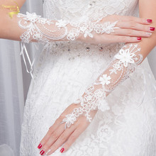 2019 New Bride Wedding Dress Gloves Women Lace Embroidery Fingerless Hollow Out Elegant Bridal Gloves Evening Party Accessories 2024 - buy cheap