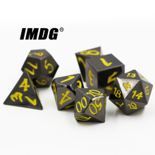 IMDG-Juego de dados de Metal, juego de dados de Metal con gran fuente DND, Color amarillo, níquel, Digital, 7 unidades 2024 - compra barato