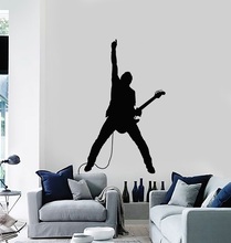 Виниловая настенная Аппликация в стиле рок-героя, электрическая гитара, музыкальный бар, постер для ночного клуба, украшение для домашнего искусства 2YY17 2024 - купить недорого
