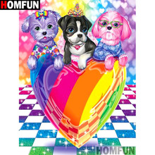 HOMFUN-cuadro de perros y corazón cuadrado/redondo, Diamante, 5D, bordado de punto de cruz, decoración para el hogar, regalo A14758 2024 - compra barato