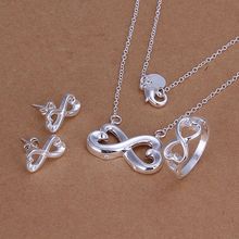 Silver plated Jewelry set, fashion set Heart To Heart Bracelet Necklace S171 /clwaldda cwtaloaa LKNSPCS171 2024 - buy cheap