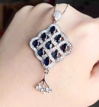 Sapphire pendant necklace Natural and Real sapphire 925 sterling silver pendant 2024 - buy cheap