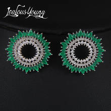 3 Color Choice Luxury Shining Crystal Round Stud Earrings Inlay Green CZ Stone Earings Fashion Jewelry For Women Brincos AE389 2024 - buy cheap