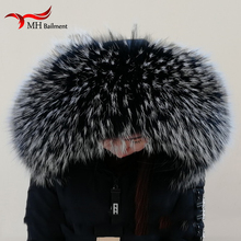 Women Winter Coat Female Warm Shawl Thick Raccoon Fur Collar Scarves Neck Warmer 100% Natural Jacke Fur Collar Real Fur Scarf 6 2024 - buy cheap