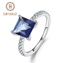 Женское кольцо из серебра 925 пробы, с натуральным голубым иолитным кварцем 2024 - купить недорого
