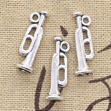 30 piezas de amuletos trompeta cuerno 22x8x5mm colgantes de Color plata antiguo collar DIY manualidades haciendo hallazgos joyería tibetana hecha a mano 2024 - compra barato