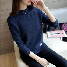 Sweater female Korean version of the loose autumn and winter models wild short paragraph bottoming shirt long-sleeve knit tide 2024 - buy cheap