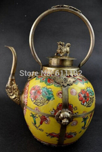 Tetera de cerámica de plata del Tíbet para decoración del hogar, porcelana china de gran Cloisonne, León, flagon 2024 - compra barato