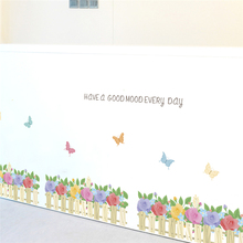 Colorful Flower Butterfly Baseboard Wall Decals Bedroom Nursery Home Decorations Pvc Wall Stickers Diy Posters Mural Art 2024 - buy cheap