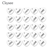 Ckysee 5Pcs/lot Silver Color Faith Hope Love Charm Stainless Steel Letter Pendant Charms 13x14mm For Necklace Jewelry Making 2024 - buy cheap