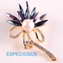 Lily Flower Pin Rhinestone Fashion Jewellery Multi Color Pearl Brooch Gold Color Glass Giraffe Breast Metal Pin Lady Garment 2024 - buy cheap