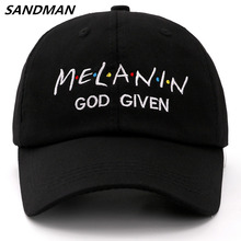 SANDMAN Letter MELANIN GOD GIVEN Snapback Cap Cotton Baseball Cap For Men Women Adjustable Hip Hop Dad Hat Bone Garros 2024 - buy cheap