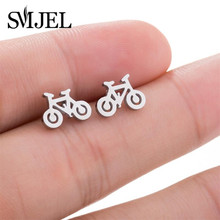 SMJEL-pendientes de bicicleta pequeña para hombre y mujer, joyería para la oreja, para Fitness, a la moda 2024 - compra barato