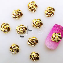 10Pcs/Lot 7*7mm Gold Rose Flower Metal Alloy Nail Art Decorations 3D DIY Nail Stickers Deco/Charms for Manicure 2024 - buy cheap