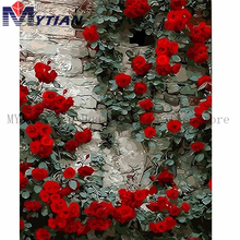 MYTIAN 5D DIY Diamond Embroidery Red Roses Vines Brick Wall Diamond Painting Mosaic Flowers Painting 3D Cross Stitch Home Decor 2024 - buy cheap