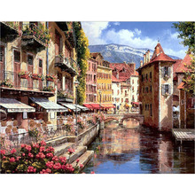 Pequena cidade em venice pintura digital diy por números arte de parede pintura em tela presente exclusiva decoração de casa 40x50cm 2024 - compre barato