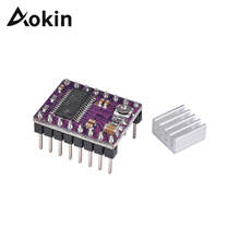 Aokin 3D аксессуары для принтера StepStick DRV8825 Драйвер шагового двигателя с радиатором 4 слоя PCB фиолетовая плата драйвера DRV8825 2024 - купить недорого
