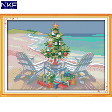 NKF-patrón de punto de cruz estampado de árbol de Navidad, Kits DIY, conjunto de bordado de costura, punto de cruz chino para decoración del hogar 2024 - compra barato