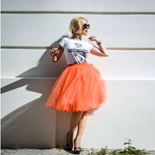 England Style  Orange Color Puffy Tulle Skirts Knee Length Chic Rigid Tutu Skirt For Women Wide Waistband Custom Made 2024 - buy cheap