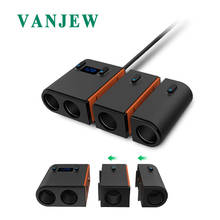 VANJEW C37, автомобильный адаптер питания, прикуриватель, 4 гнезда, разветвитель, двойные автомобильные зарядные устройства, Обнаружение напряжения 5V3. 1A, 2 usb порта, зарядное устройство 2024 - купить недорого