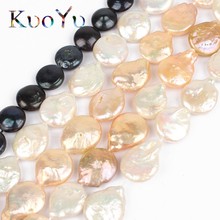 14-15mm Natural Coin Shell Pearl Cultured Round Beads For Jewelry Making DIY Bracelet Necklace Wholesale 15"Strand 2024 - buy cheap