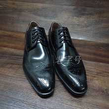 Sipriks Brogue-zapatos de cuero negro brillante para hombre, calzado de trabajo de negocios, italiano, personalizado, Goodyear, Vintage Boss, europeo 2024 - compra barato