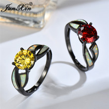 Boho Female White Fire Opal Stone Ring Fashion Black Gold Wedding Rings Promise Rainbow Red Purple Engagement Rings For Women 2024 - buy cheap