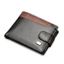 Carteira masculina de couro, carteira pequena com fecho vintage e bolso para moedas, porta-cartões 2024 - compre barato