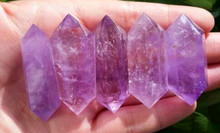 Горячая Распродажа 5 шт. натуральный фиолетовый аметист, кварцевый кристалл, лечебная палочка с двойным концом 2024 - купить недорого