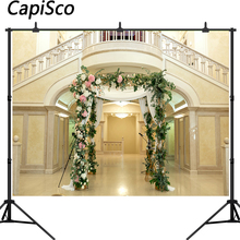 Capisco Photography Backdrop Luxury Palace Marble Floor Flower Arch Interior Wedding Background Girl Lover Photo Studio Props 2024 - buy cheap