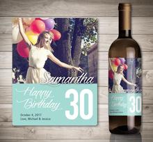 5pcs personalize photo happy birthday Wine Bottle Stickers lables wedding engagement party wine bottle lable favors sticker 2024 - buy cheap