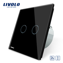 Livolo EU Standard Touch Smart Remote Curtains Switch,AC 220~250V, VL-C702WR-12 With Luxury Black Panel, No remote controller l 2024 - buy cheap
