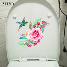 ZTTZDY 22.6*21CM Hand Drawn Flowers And Birds Pattern Toilet Sticker Home Bedroom Wall Decal T2-0228 2024 - buy cheap