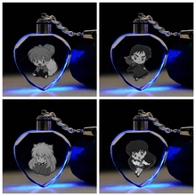 IVYYE-llaveros LED con forma de corazón para hombre y mujer, accesorio para llaves con forma de corazón, juguete de cristal, luz, regalo Unisex, modelo Inuyasha Q 2024 - compra barato