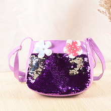 Новая сумка на плечо для маленьких девочек, расшитая блестками, милая детская сумка-почтальон мини с цветами, милое детское портмоне, сумки Bolsa 2024 - купить недорого