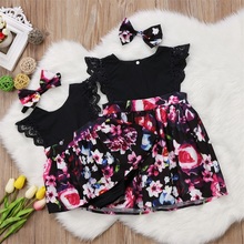 Vestidos florales a juego para bebés y niños, traje de encaje de 0 a 6T, para chico s y hermanas, conjunto de disfraces de fiesta 2024 - compra barato